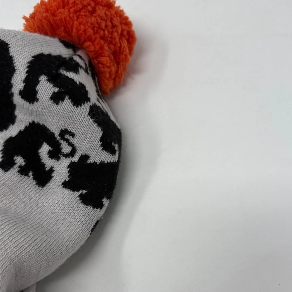 Little Cocoa Bean Gray and Black Elephant Beanie with Orange Pom One Size